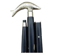 Authentic Gift Collection Victorian Vintage Silver Fish Head Handle Brass Derby Head Handle with Black Wooden Stick Handmade Brass Handle Walking Stick