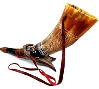 Authentic Gift Collection Viking War Horn - 16"" Genuine Ox-Horn Battle Trumpet - Premium Hand Engraved Blow Horn Viking Norse Cattle Ancient Horn Bugle -Bugle Hunting Tool BATTLE HORN, Brown, AC-051