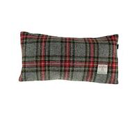 Authentic Harris Tweed Grey & Red Check Rectangular Cushion With Velvet Back - MADE IN SCOTLAND