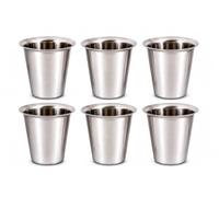 Authentic Indian Cutting Chai Tea Drinking Glasses Set of 6,100 ml, Small - Serve Traditional Street Style Hot Chai Coffee, Wine, Drinks - Tapri Tea Shop Metal Cups, Stainless Steel Drinkware For Home