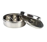 Authentic Indian Spice Tin Stainless Steel Masala Dabba Curry Cooking Spice Tiffin Tin Box Kitchen Masala Container 7 Compartments Storage Box Set (21cm)