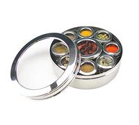 Authentic Indian Spice Tin Stainless Steel Masala Dabba LARGE Curry Cooking Spice Tiffin Tin Box Kitchen Masala Container 9 Compartments Storage Set