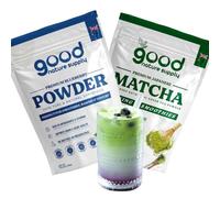 Authentic Japanese Matcha Green Tea Powder Ceremonial Grade - Latte, Coffee, Macha Fuel, Spoon, Whisk, Sachets - Tea, Green Powder, 100% Pure Stone Ground (Matcha & Blueberry 100g)