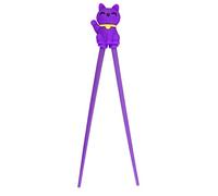 Authentic Japanese Purple Lucky Cat Training Cheater Chopsticks for Kids and Beginners, 7 Inch