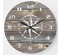 Authentic Looking Wood Round Clocks Decorative Easy To Read Frameless Wall Clock Non-Ticking Wall Clock For Living Room Home Bedroom 25Cm