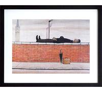 Authentic LS Lowry Print Framed Man Lying On A Wall 15x12" Textured Art UK | READY TO HANG - Framed Authentic Reproduction - Heavyweight Paper - Protective Coating - Lowry’s Iconic Style - Cotswolds UK