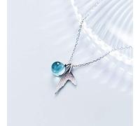 Authentic Mermaid Tail Pendant Necklaces With Blue Crystal Tears Bubble For Women Jewelry