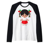 Authentic Mexican Handmade Traditional Rag Doll Marías Raglan Baseball Tee