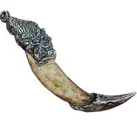 Authentic natural inlaid Tibetan silver dragon head pig tooth set handle pendant necklace