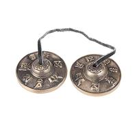 Authentic Nepal Handmade Brass Buddhist Finger Cymbals Religious Tibetan Meditation Musical Instruments for Yoga Rituals Dance 2.6 Inch Bronze Pair