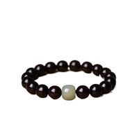 Authentic Old-Growth Small-Leaf Rosewood Prayer Beads Jadeite Couple's Single-Circle
