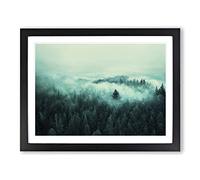 Authentic Pine Tree Forest Framed Wall Art Print A2 Black