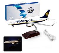 Authentic R & M Ryanair Boeing 737 Large Model Plane 46cm 1:85 Scale with Sound Activated LED Lights Display Aircraft Replica on Wooden Stand Adult Collectible Aviation Memorative Display Model