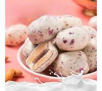 Authentic Rose Almonds Milk Date,Sweet crisp jujubes,Seedless red dates,Healthy snacks,Milk candy,Dessert,Nuts,Dim sum,dried fruit,Vegetarian,Snack food,delicious snack gifts (1000g)