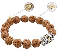Authentic Rudraksha Bracelet 5face - Rudraksha Beads Mala-Suitable for Yoga, Meditation and Wearing - No Chemical, Wax and Color Treatment, 12MM, 金刚菩提, no gemstone
