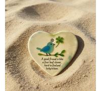 Authentic Sea Glass & Ceramic Friendship Gift - Heart Shaped Hanging Ornament for Women, Coastal Home Decoration (8cm)