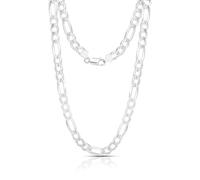 Authentic Solid Sterling Silver Figaro Link Diamond-Cut .925 Cha 3MM - 7.5MM, 16'' 30'', Chain for Men & Women, Made In Italy'