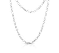 Authentic Solid Sterling Silver Figaro Link Diamond-Cut .925 Chains 3MM - 7.5MM, 16'' 30'', Chain for Men & Women, Made In Italy'