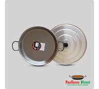 Authentic Spanish Paella Pan - 34cm Polished Steel Pan with 36cm Lid