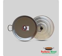 Authentic Spanish Paella Pan - 40cm Polished Steel Pan with 40cm Lid