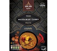 Authentic Thai Massaman Curry Paste by Mae Jum | 3 pack x 70g | Mild Spice | Great Taste Award Winner | Up to 8 Servings per Pack | 100% Natural | Vegan Paste | Gluten Free