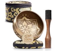 Authentic Tibetan Singing Bowl Set with Case - Meditation Bowl & Sound Bowl with Cushion, Mallet & Guide - Handmade Himalayan Bowls - Bronze Singing Bowls - Spiritual Healing Products