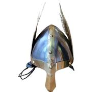 Authentic Valkyrie Helmet with Brass Wings - Nordic Wearable Helmet for Adults - Medieval Fantasy Costume Accessory