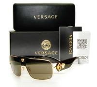 Authentic VERSACE Sunglasses Brown Mens Unisex Square Gold Medusa 2207-Q 1002/3