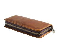 Authentic Vintage Full-Grain Leather Pen Case, Crazy Horse Leather Square Zipper Pouch, Creative Pencil Box with Genuine Cowhide(Color3)