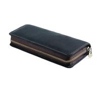 Authentic Vintage Full-Grain Leather Pen Case, Crazy Horse Leather Square Zipper Pouch, Creative Pencil Box with Genuine Cowhide(Color1)