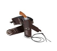 Authentic Western Holster & Belt Leather Look Cowboy Fancy Dress Accessory