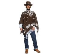 Authentic Western Wandering Gunman Costume Cowboy Wild West Poncho Fancy Dress