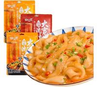 Authentic wide noodles, Instant sesame sauce and red oil flavored noodles, Spicy potato noodles, Health meal substitute breakfast, Casual snacks, Chinese food (Mixed Flavors,4 bags)