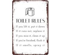 Authere Modern 8x5.5 Inch Wall Art Bathroom Sign Decor Tin Material Funny Toilet Rules Sign