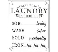 Authnature Loads of Fun Laundry Schedule Farmhouse Laundry Room Aluminum Weatherproof Metal Sign Custom Personalized Tin Sign Wall Decor Housewarming Gift 12X16 Inch