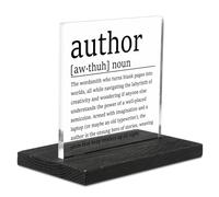 Author Definition Acrylic Sign with Wooden Stand, Funny Gifts for Writers, Inspirational Desk Decor for Novelist, Future Bestselling Author Appreciation Gift Decorative Signs & Plaques YCT1