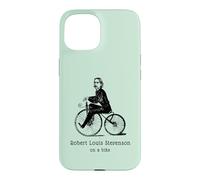 Author R L Stevenson on a Bicycle Funny Cycling Case for iPhone 15