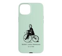 Author R L Stevenson on a Bicycle Funny Cycling Case for iPhone 15 Plus