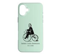 Author R L Stevenson on a Bicycle Funny Cycling Case for iPhone 16 Plus