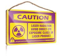 Authorized Only Wood Plaque/Wooden Plaque & Closet Decor - Bathroom Pictures For Wall | Modern Office Decor, Caution Laser Radiation Avoid Direct Eye Exposure