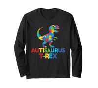 Autisaurus T-Rex Autism Awareness Dinosaur Puzzle Piece Boys Long Sleeve T-Shirt