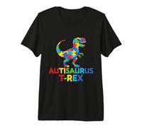 Autisaurus T-Rex Autism Awareness Dinosaur Puzzle Piece Boys Premium T-Shirt
