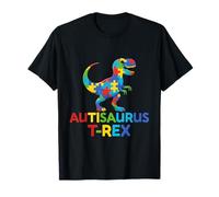 Autisaurus T-Rex Autism Awareness Dinosaur Puzzle Piece Boys T-Shirt