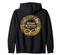 Autism Acceptance Growing Together Floral Infinity Zip Hoodie