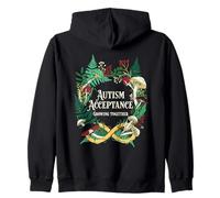 Autism Acceptance Growing Together Floral Infinity Zip Hoodie