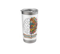 Autism Acceptance Minds Bloom Differently Retro Flower Brain Stainless Steel Insulated Tumbler