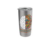 Autism Acceptance Minds Bloom Differently Retro Flower Brain Stainless Steel Insulated Tumbler