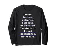 Autism Acceptance Not A Cure Bold Minimalist Graphic Long Sleeve T-Shirt