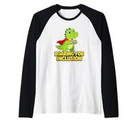 Autism Acceptance Roaring for Inclusion T-Rex Dinosaur Raglan Baseball Tee