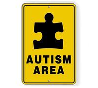 Autism Area Metal Sign Warning Wall Decor 12"x8"